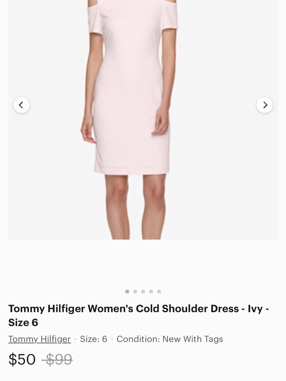 Tommy Hilfiger One-Shoulder Light Pink Sheath Dress
